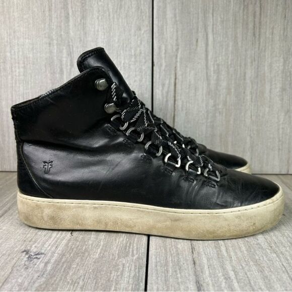 Frye Shoes - Frye Lena Black Leather‎ High Top Sneaker Lace Up Casual Shoe Women’s Size 7.5 M